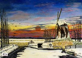Winter in the polder. by Pieter Johannes Schenk