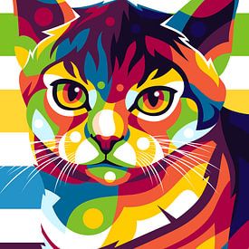 Kattenportret in Pop Art stijl van Lintang Wicaksono