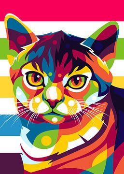 Kattenportret in Pop Art stijl van Lintang Wicaksono