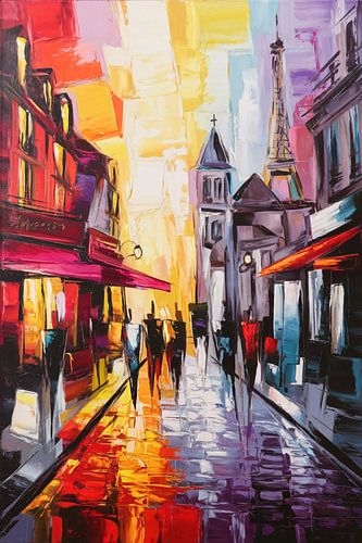 Kleurrijke avond in de stad