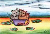 Colourful cat drawing