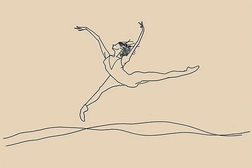 Elegante danser in minimalistische lijntekening
