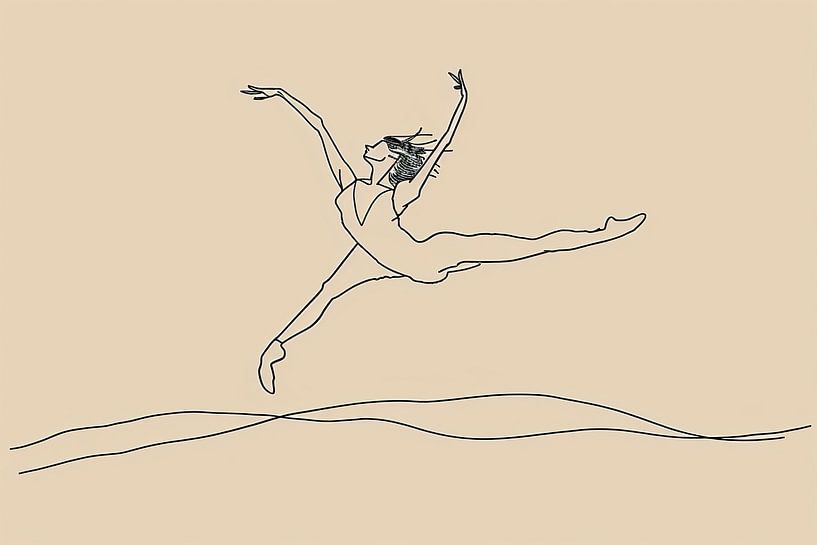 Danseuse élégante dans un dessin au trait minimaliste par Imperial Art House