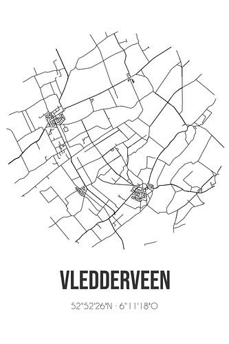 Vledderveen (Drenthe) | Landkaart | Zwart-wit