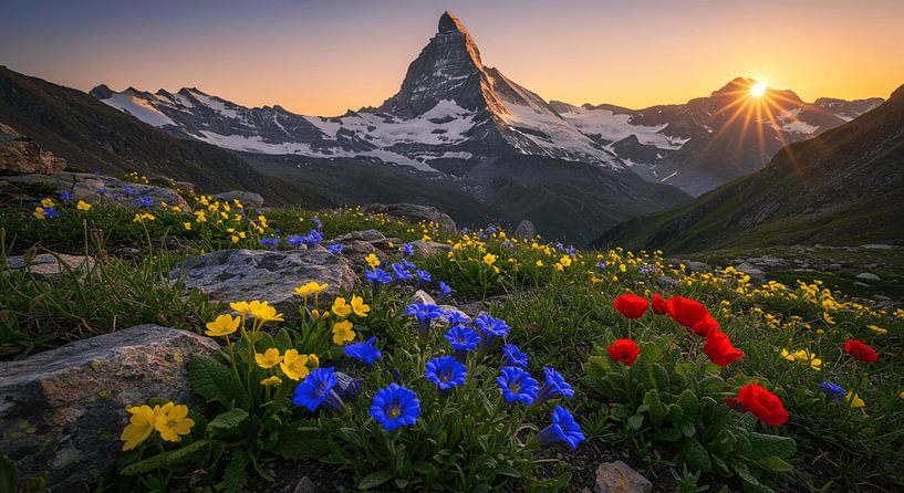 Alpine Morgenpracht am Matterhorn van ButterflyPix