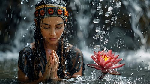 woman with lotus flower