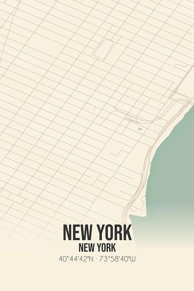 Alte Karte von New York (New York), USA. von Ortsdrucke