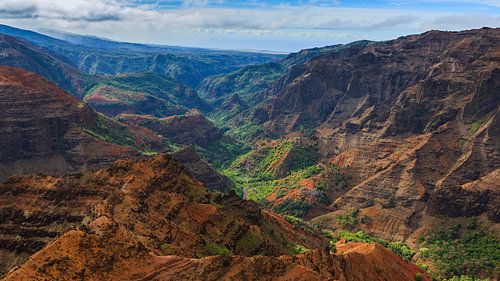 Helicopter view over Waimea Canyon, Kauai, Hawaii