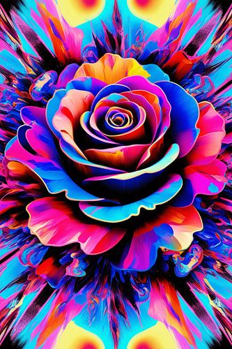 Kleurrijke abstracte rozenexplosie