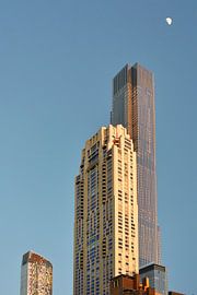 Manhattan Apartment buildings with moon by Snellink Photos