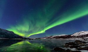 Aurora Northern Polar light in night sky over Northern Norway