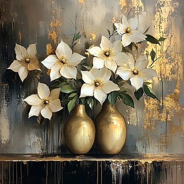 Abstract Flowers Gold by Art Whims