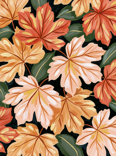 Patroon van herfstbladeren in warme oranje en groene kleuren