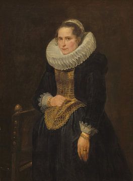 Porträt einer flämischen Dame, (ca. 1618) von Sir Anthony van Dyck. Braun, Gold und Schwarz. von Dina Dankers