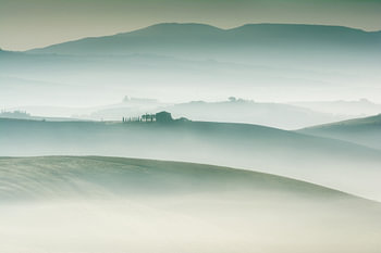 Veils of mist in Val d'Orcia.