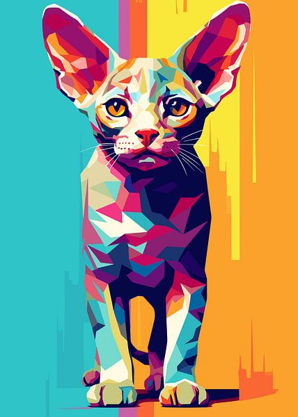 Katze Tier WPAP Pop Art Farbe Stil von Mason Scott