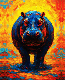 Blazing Hippo – Lebendiges Tierporträt