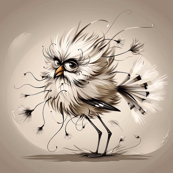 Everywhere Fluffy - I'm a Fluffy | Funny Bird Illustration by Karina Brouwer