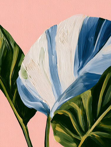 Redactionele gouache: blauw-witte bloem