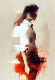 Abstracte Vrouw met Grove Penseelstreken van Maarten Knops