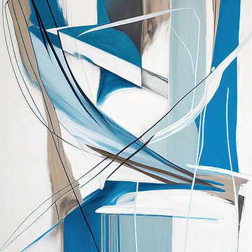 Abstract in blauw en bruin van Bert Nijholt