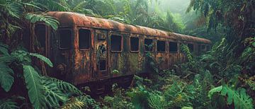 Vergeten trein in de jungle van Poster Art Shop