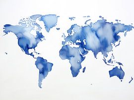 Wereldkaart | blauw