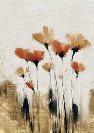 Fleurs abstraites dans les tons dorés et orangés sur Niklas Maximilian