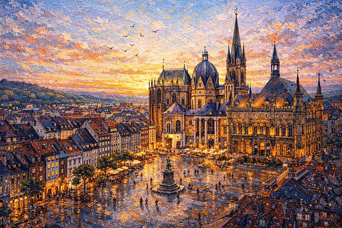 Aachen in Deutschland, ein impressionistisches Gemälde.