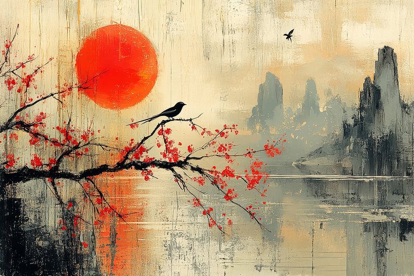 spiritual painting japanese landscape by Egon Zitter