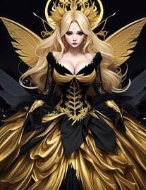 Fantasy vrouw met een fantasy jurk aan. van Brian Morgan