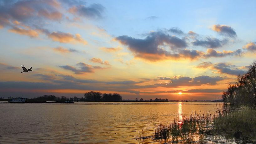 The river Waal near Vuren by Jan Hendrik Golverdingen