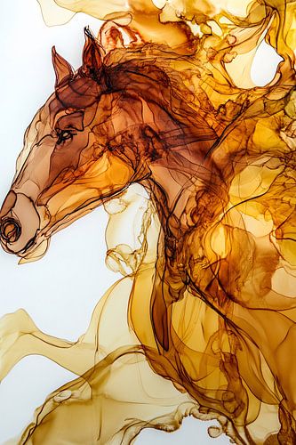 Abstract paard in warme kleuren