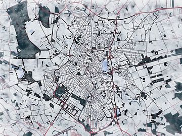 Map of Nordhorn with the style 'White Winter' by Maporia