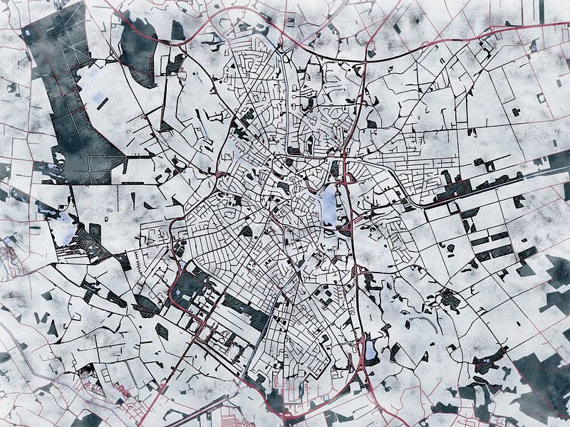 Kaart van Nordhorn in de stijl 'White Winter' van Maporia