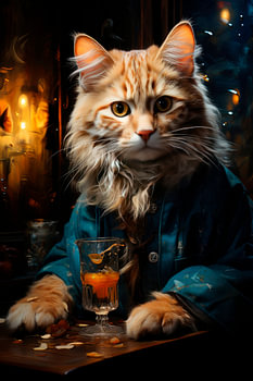Kat in het nachtcafé
