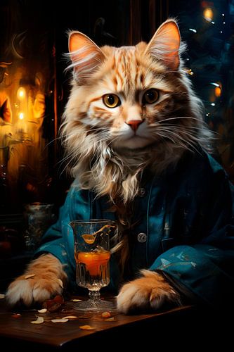 Kat in het nachtcafé