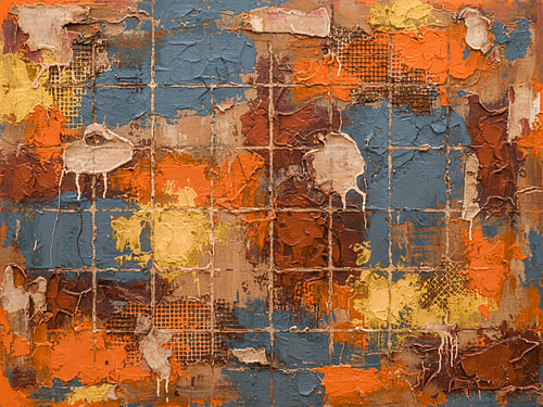 Industrieel abstract kunstwerk met textuur en raster