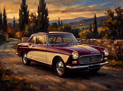 Peugeot 404 Coupe at Tuscan Sunset