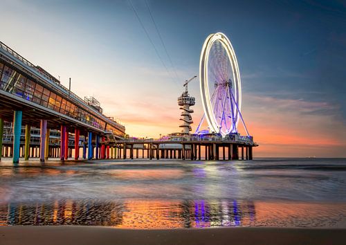 Pier Scheveningen beach just after sunset