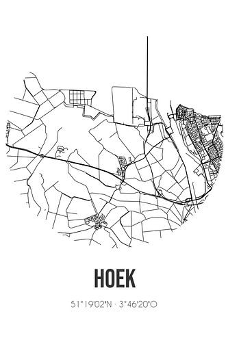 Hoek (Zeeland) | Landkaart | Zwart-wit
