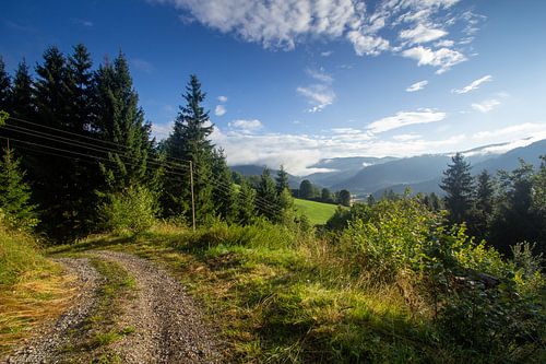 Uitzicht over het dal en de bergen in Karinthië, Oostenrijk
