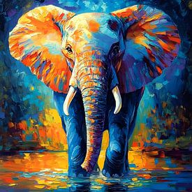 Colourful Power: Elefant im Spiegelbild von But First Framing