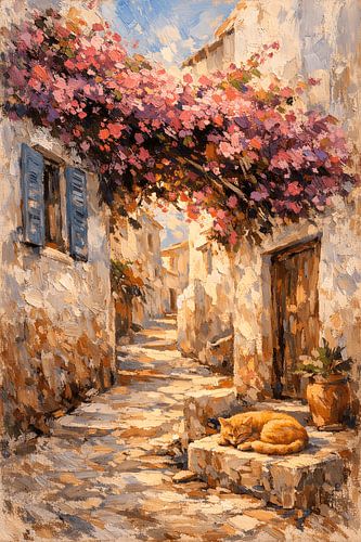 Alleyway with bougainvillea
