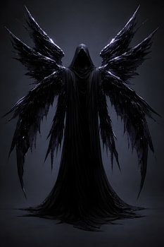 Black Hooded Winged Grim Reaper Figure