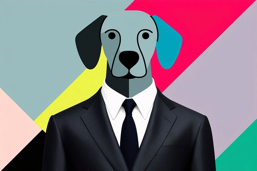 Stijlvolle hond in kleurrijk pak van Art & Soul Creations