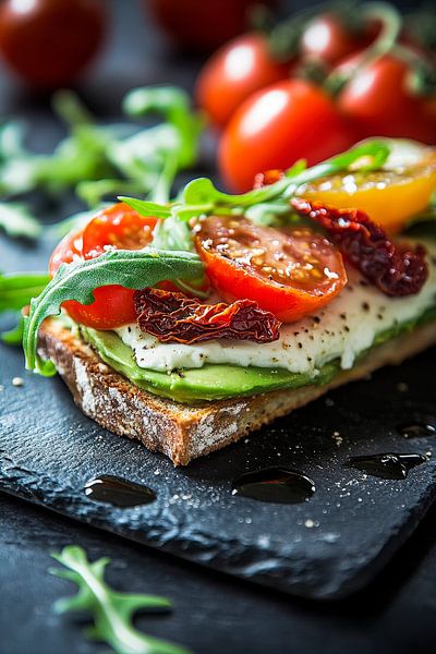 Fresh avocado bread with tomatoes by Poster Art Shop