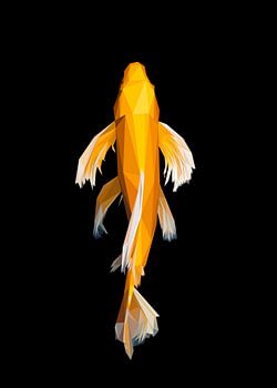 Gelber Koi Fisch Low Poly Abstrakt