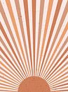 Retro inspired boho style poster. Sun burst in warmcolors. Minimalist modern abstract art. by Dina Dankers thumbnail