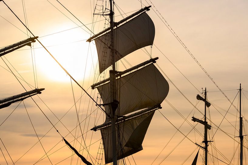 Altes Segelschiff in dem Fluss IJssel während des Sail Kampen-Ereignisses 2018 von Sjoerd van der Wal Fotografie